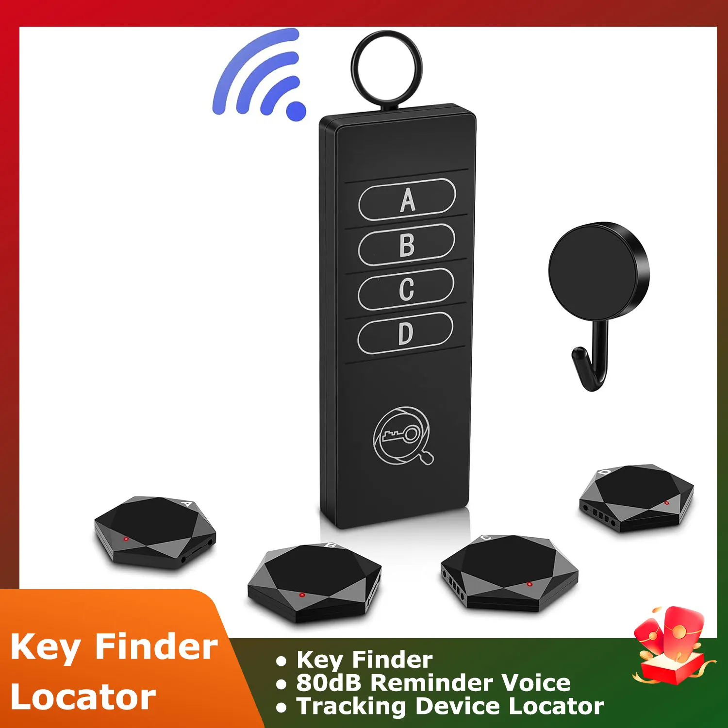 

Key Finder 80DB+ Tracking Devices Item Locator Tags with 164ft Wireless Locator for Finding Wallet Phone Glasses Pet
