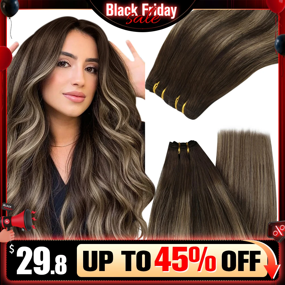 Youngseee costurar em extensões de cabelo balayage extensões de trama de cabelo humano puro costurar em extensões de cabelo humano 14-24 polegada 100g