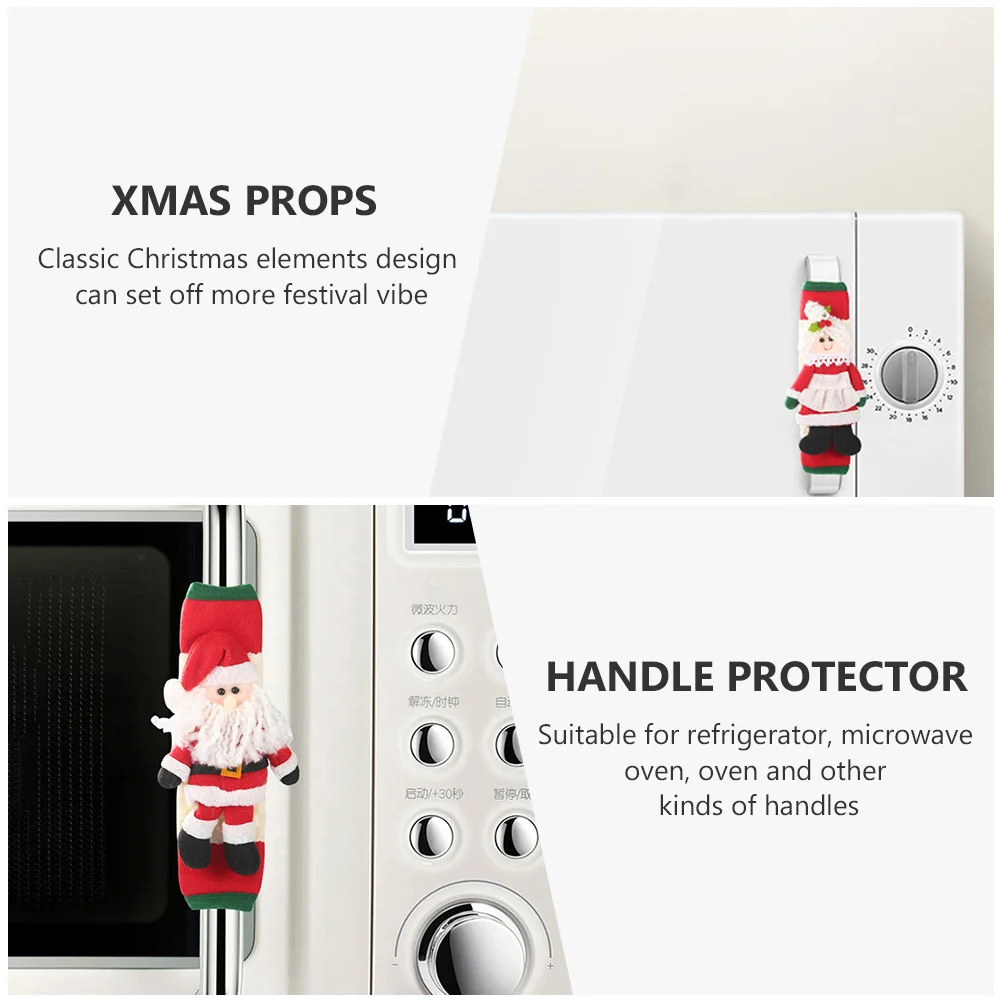 

2Pcs Xmas Fridge Handle Cover Multipurpose Oven Dishwasher Protector Decors Handle Protector Xmas Props Oven Decor