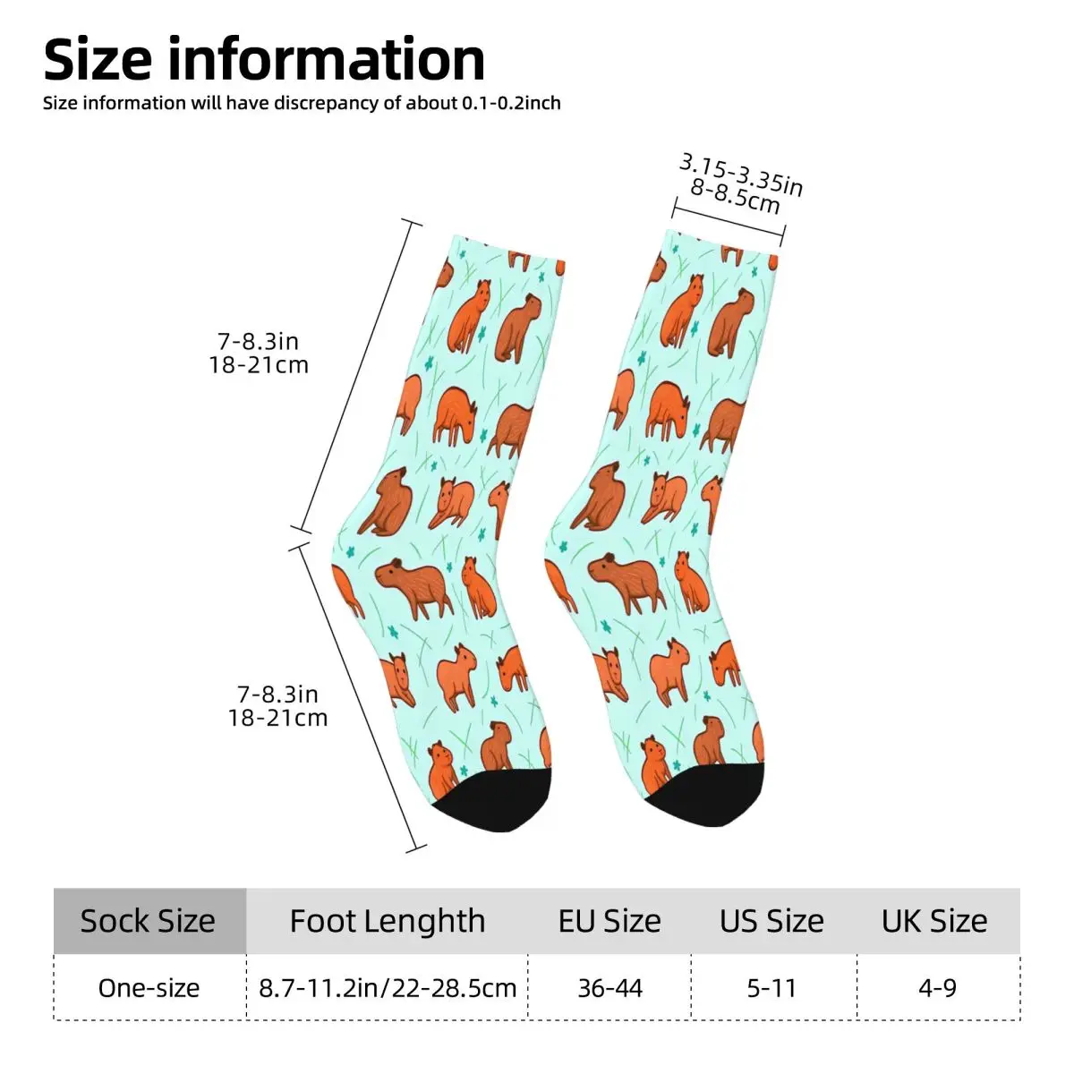 Green Leaf Guinea Pig Cavia Porcellus Animal Sock Printed Man Polyester