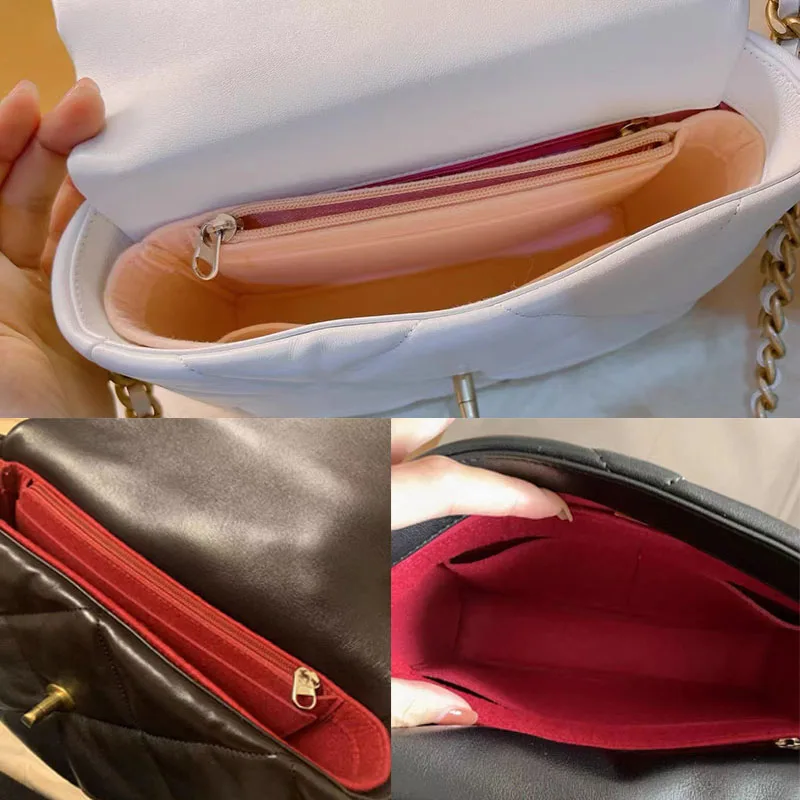 Bolsa organizadora de insertos para mujer, organizador de maquillaje bolso de mano, bolsa de inserción de fieltro, organizador de viaje, bolsa de cosméticos portátil, moldeador, 19 bolsas