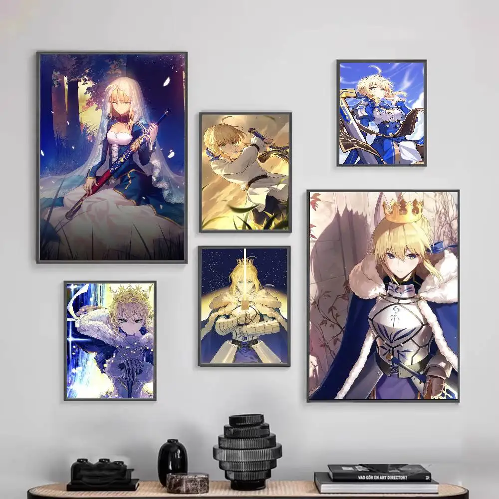 Saber Artoria Pendragon Fate Grand Order FGO Poster HD Self Adhesive Waterproof Wall Art Ideal for Home Office Dorm Gift