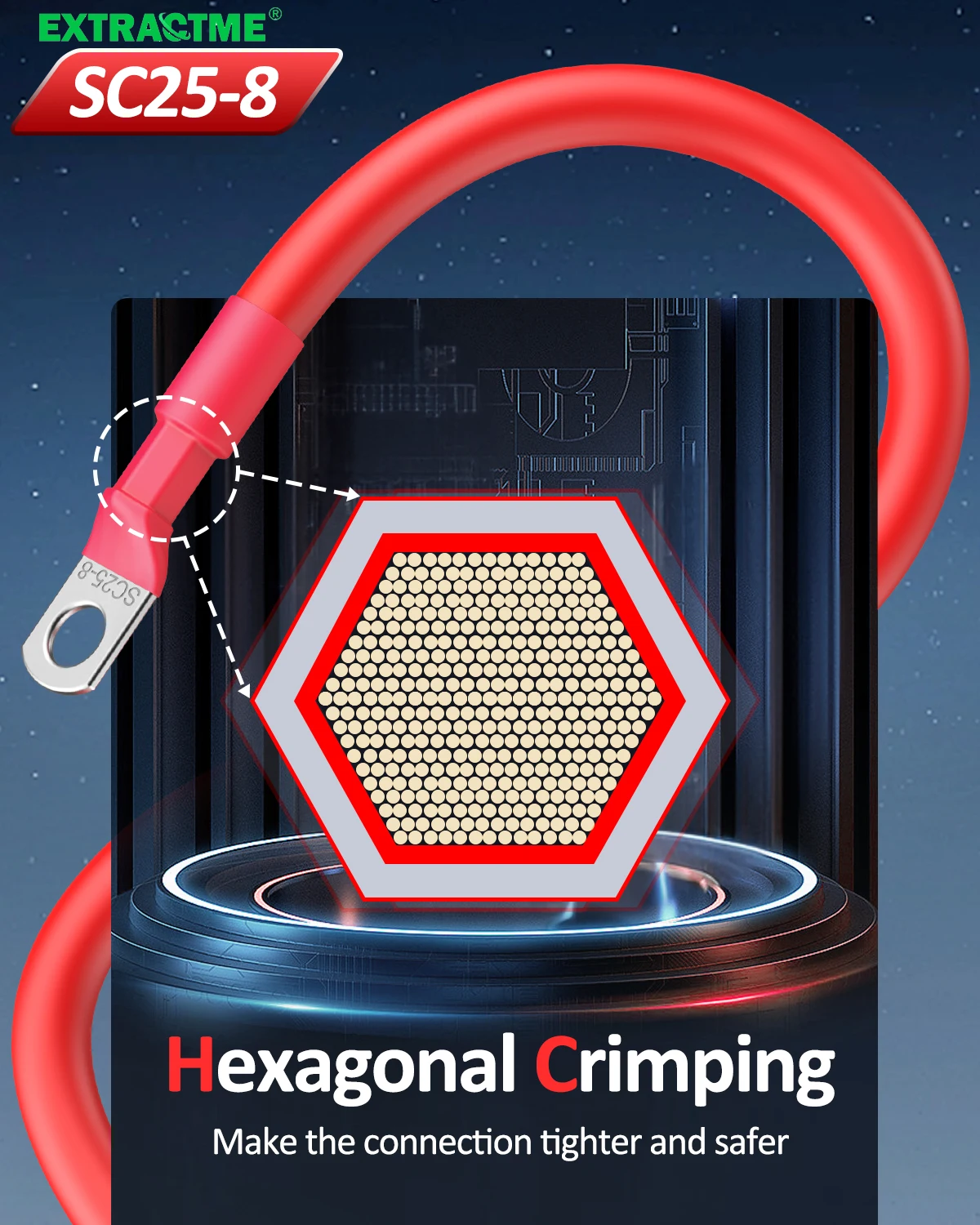 

Extractme 6 AWG Battery Cable Pure Copper Battery Inverter Cables with 3/8" Tabs for Automotive Solar Power Inverter Motorcycle