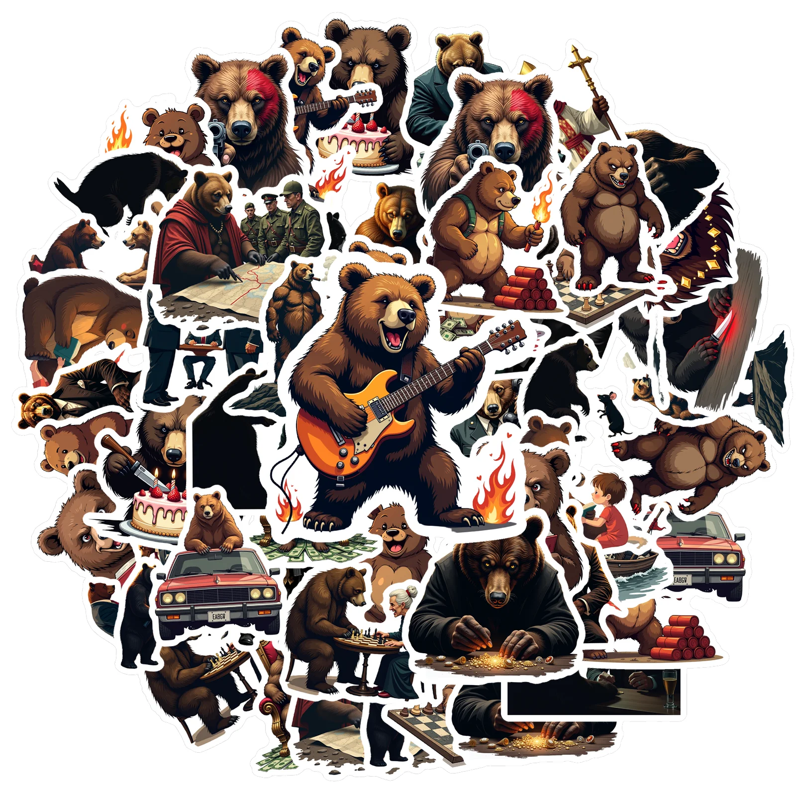 35pcs-100pcs Parody Mafia Parody Stickers Cartoon Animal Humor PVC Sticker DIY Stickers For Guitar Laptop Helmet Skateboard