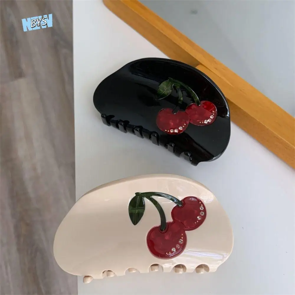 Persönlichkeit Obst Kirsche Haar Klaue Geometrische Strass Essigsäure Krabbe Clip Kopfschmuck Koreanischen Stil Große Hai Clip Damen