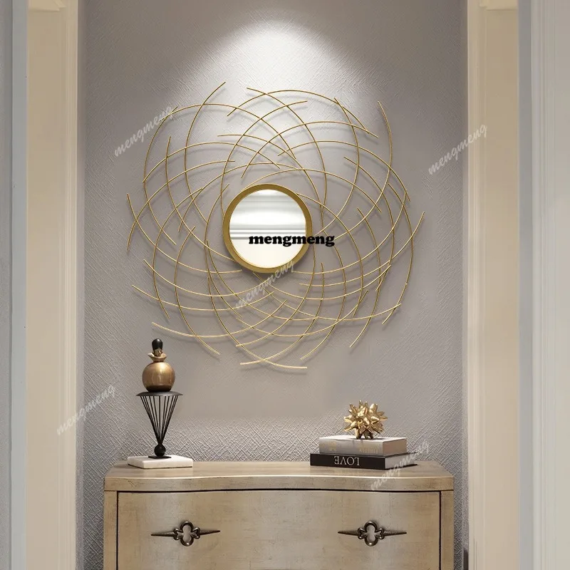 H134Decorative  wall hanging background wall Italian living room dining side wall mirror wrought iron