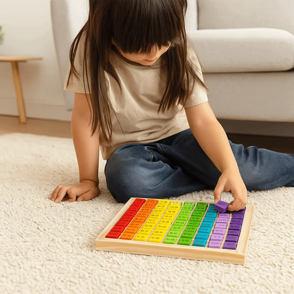 Counting Blocks Multiplication Table Board Interactive Brain-boosting Math Education Wooden Colorful Puzzle Learning