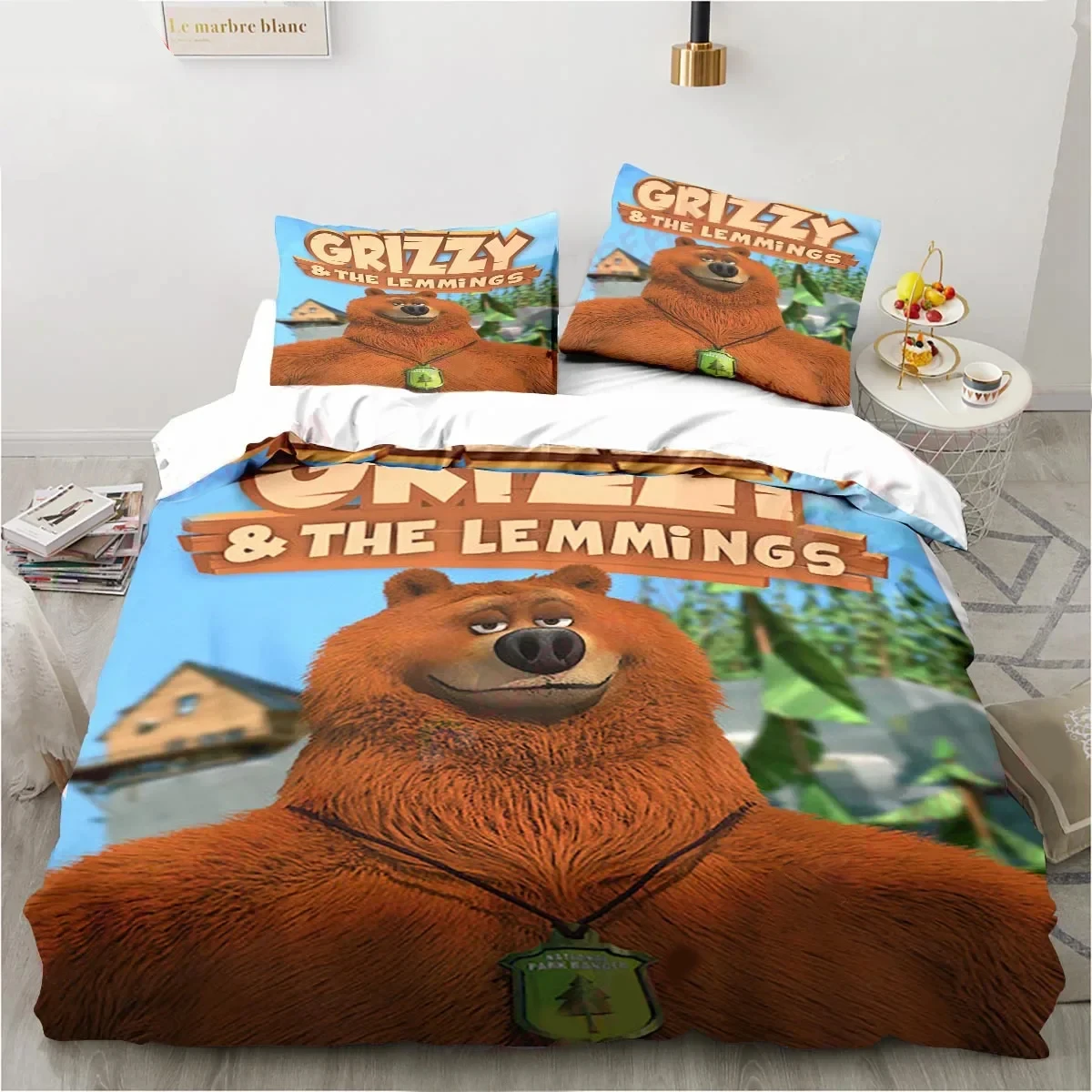 

Cartoon Grizzy N Lemmings Bedding Set Duvet Cover Bed Set Quilt Cover Pillowcase Comforter king Queen Size Boys Adult