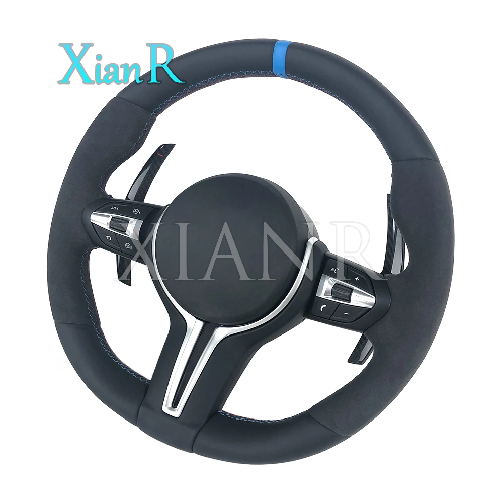 For BMW 1 Series 2 Series 3 Series F10 F15 F18 2010 2011 2012 2013 custom leather steering wheel with carbon fiber shift paddles