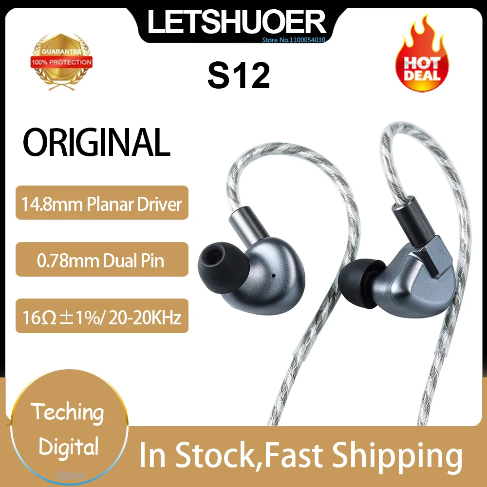 Original Letshuoer S12 High Quality Wired Headphones Planar Headphones Wired In-ear Headphones Hifi Earphones Wired