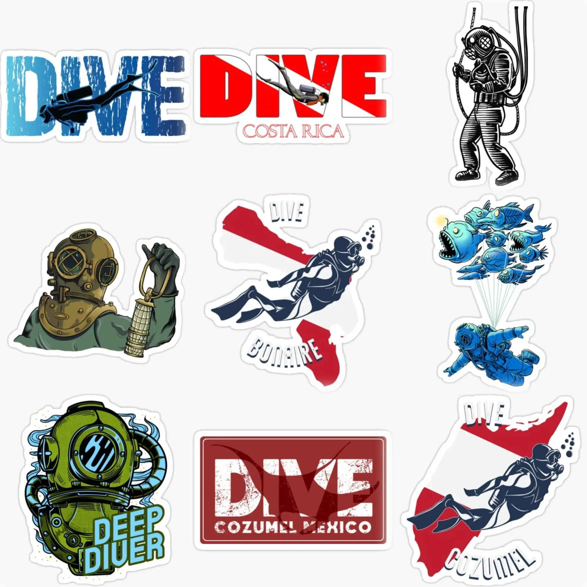 Scuba Diver Flag Fish Waterproof Car Stickers Accessories Customizable Size Van Bicycle Window Helmet Wall Table Decal
