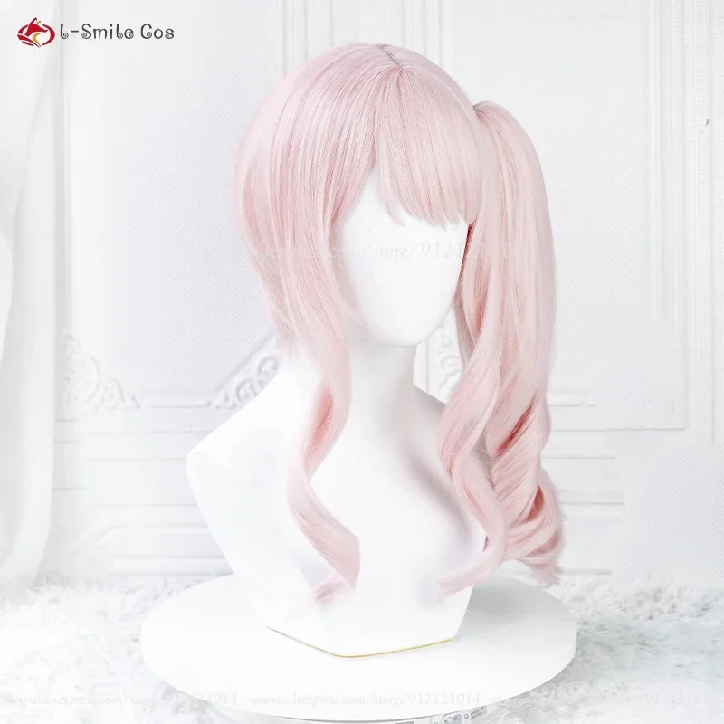 شعر مستعار من Akiyama Mizuki تأثيري مع مشبك ذيل حصان مجعد للنساء ، شعر مستعار Amia ، مقاوم للحرارة ، قبعة شعر اصطناعية ، شعر مستعار أنيمي وردي Mzk