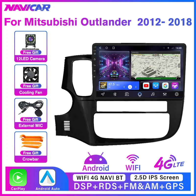 2DIN Android 10 Car Radio For Mitsubishi Outlander 3 GF0W GG0W 2012-2018 Car Multimedia Video Player Navigation GPS 2DIN DVD IGO