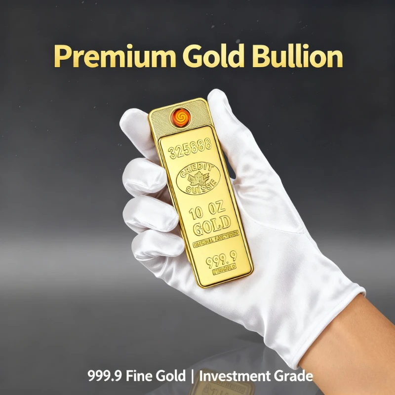 Gold Bar Rechargeable Lighter - Tungsten Wire Windproof Silent, Portable Pull-down Sliding Ignition, Perfect Gift for Friends