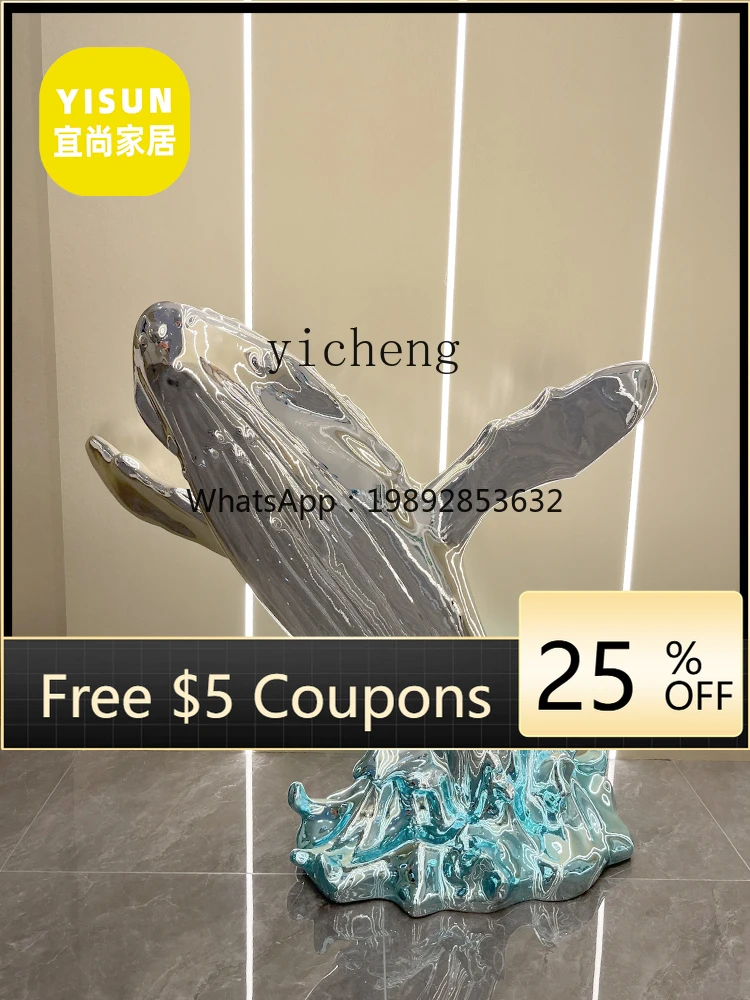 

ZZ Whale Sculptured Ornaments Dolphin Floor-Standing Decorations Lobby Staircase Frp