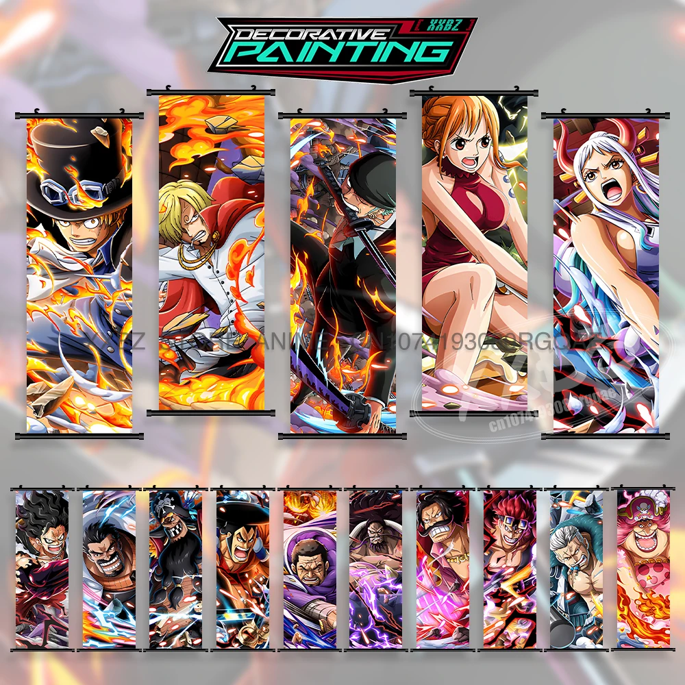 

Anime One Piece Scrolls Picture Luffy Gear 5 Poster Kiddo Hanging Painting Charlotte·Linlin Wall Art Nami Latest Bedroom Decor