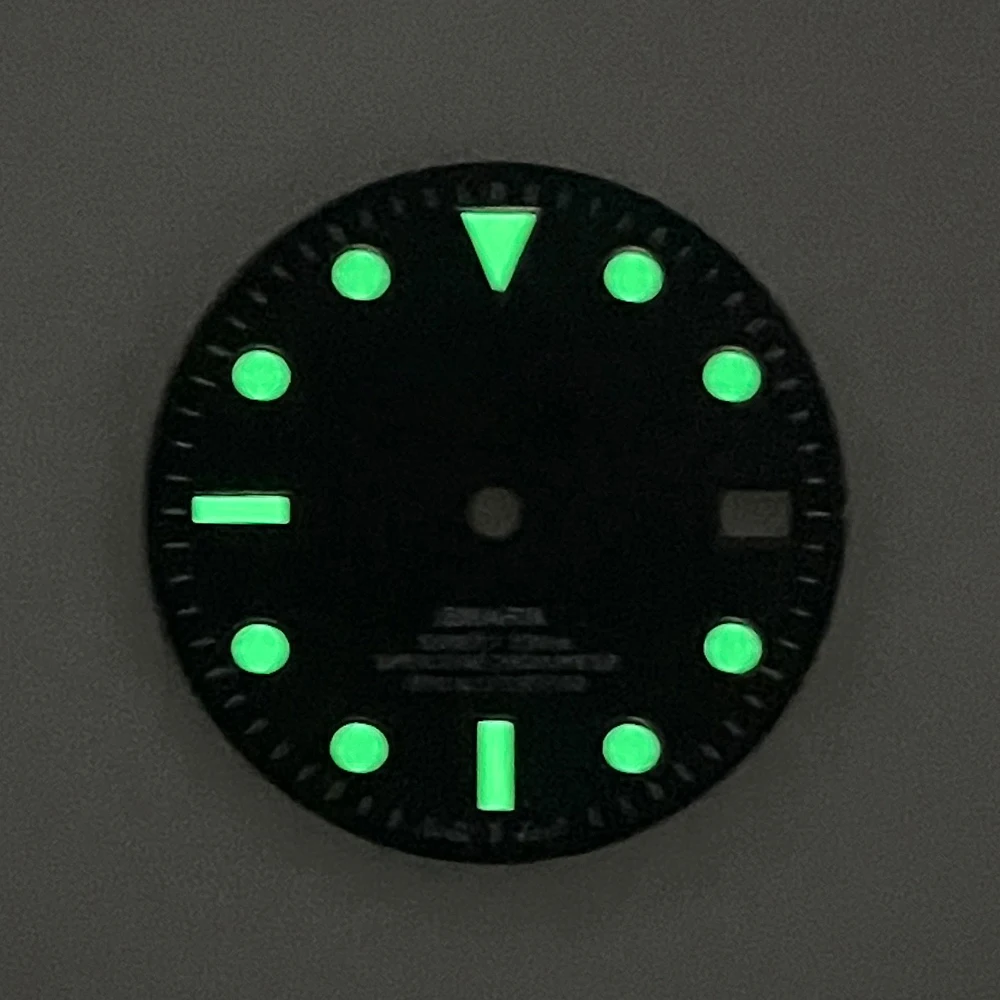 28.5mm S Logo Dial  For NH35/NH36/4R/7S  Automatic Movement Green Luminous Sub Watch Modification Accessories