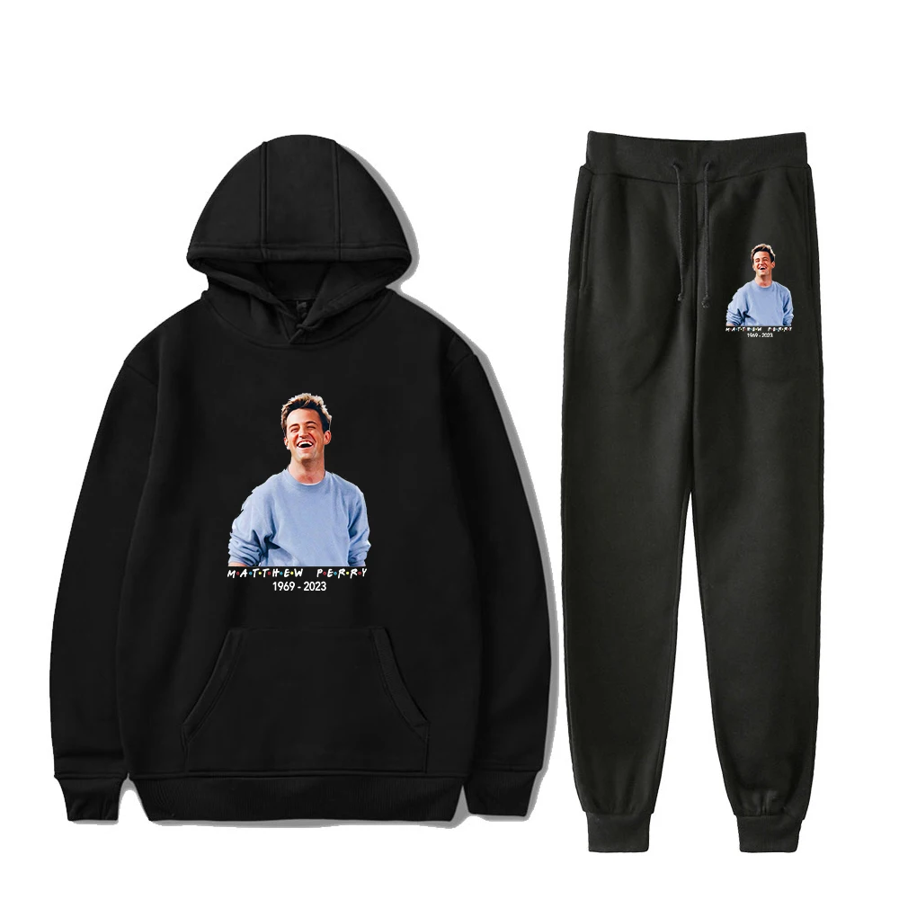 

Rip Matthew Perry Chandler Bing Hoodie Jogger Pants Two Piece Set Sweatshirts+Sweatpants 1969-2023 Rest in Peace Women Men's Set