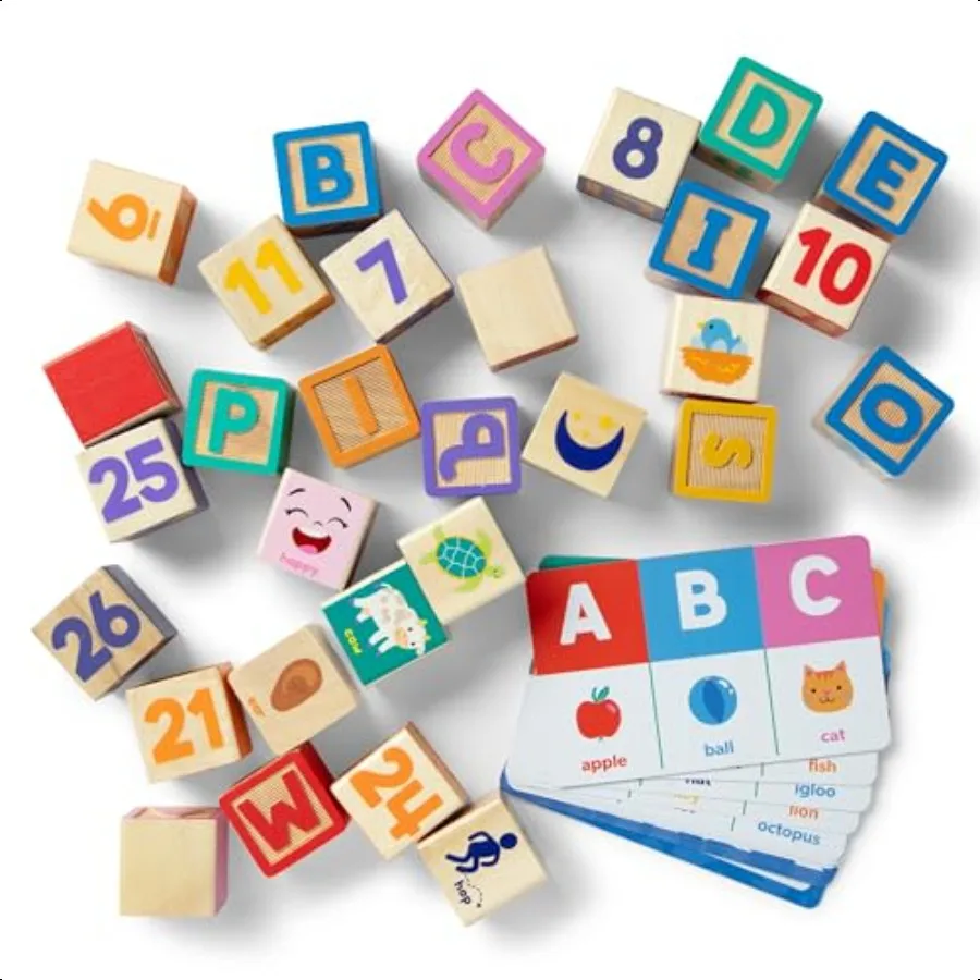 Mme Rachel Melissa Doug lettre numéro et jeu blocs d'apprentissage en bois avec cartes d'activité pour filles et garçons tout-petits âgés de 18 M