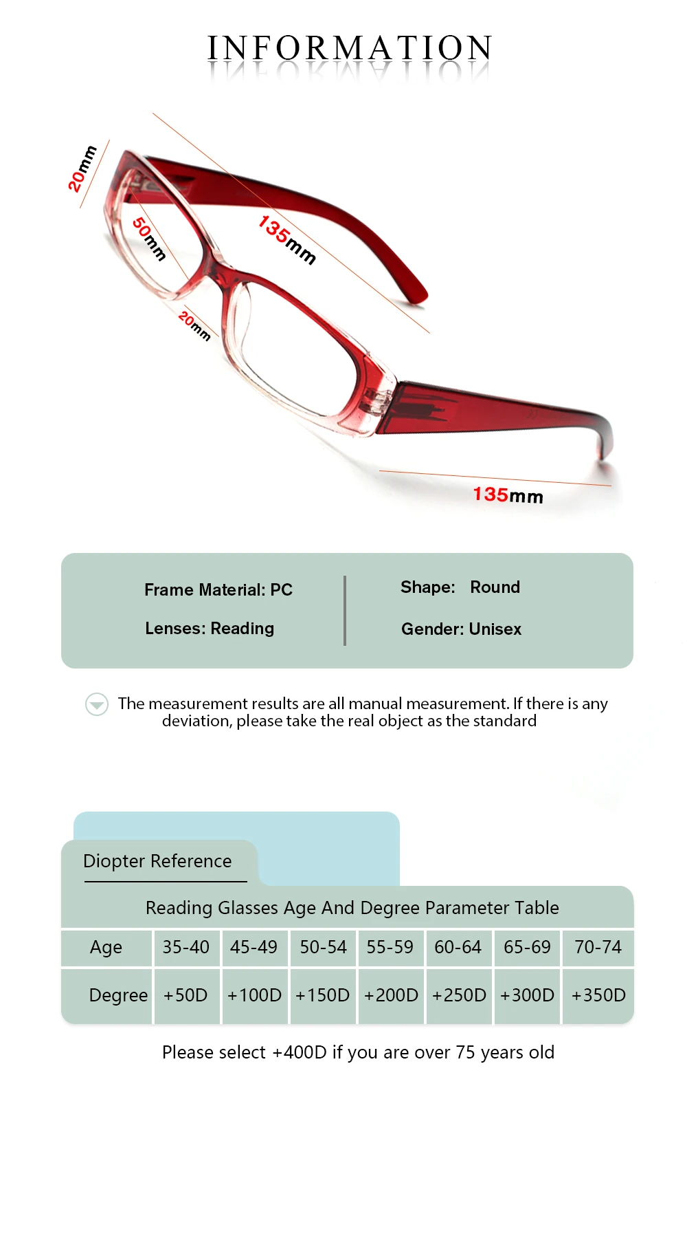 CLASAGANew Fashion Ultralight Reading Glasses Women Men Vision Care High-definition Eyewear Frame Presbyopic Eyeglass+1.00~+4.00