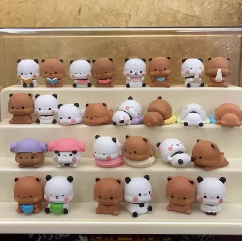 الأصلي حقيقية لطيف الدب الصغير Yier و Bubu'S اليومية الثانية صندوق أعمى مستدير تمثال لطيف زخرفة سطح المكتب الديكور لعبة Gif