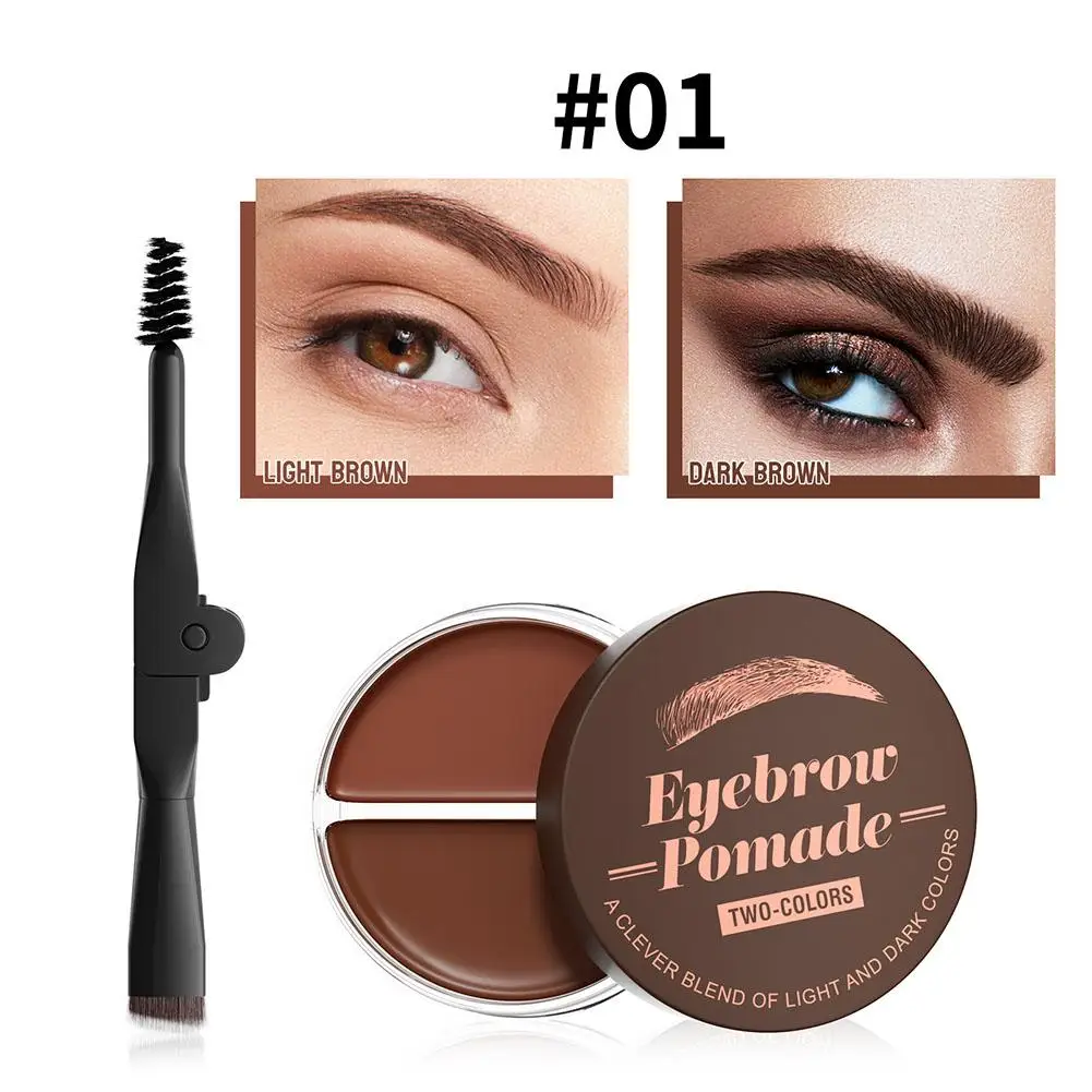 2 In 1 Double Effect Eyebrow Powder Gel กันน้ํา Eyebrow จัดแต่งทรงผมเครื่องสําอางครีม 3D พร้อมแปรง Quick-drying Enhancer H5H5