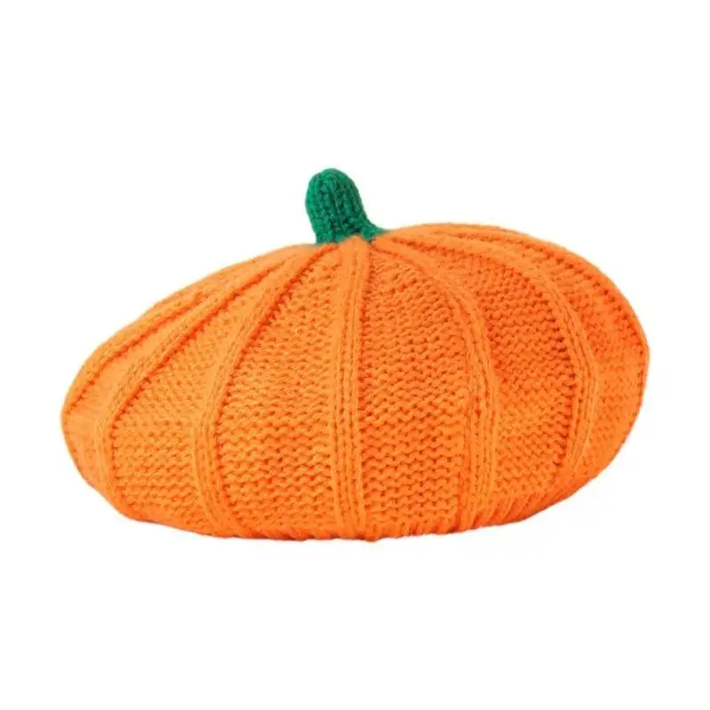 

652F Vintage Hat Parents&Children Beanie Hat French Halloween Pumpkin Hat