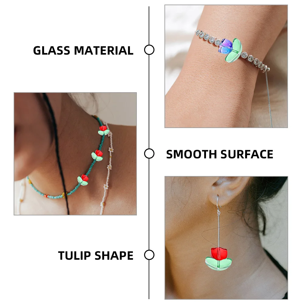 

120Pcs Glass Tulip Beads for DIY Jewelry Necklace Bracelet Charms Crafting Accessories Tulip Beads for Jewelry Making