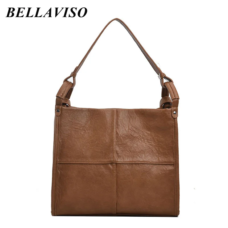 

BellaViso Fashion Women's New Soft PU Leather Shoulder Bag Female's Autumn Casual Large Capacity Tote Crossbody Bags BLSB-60