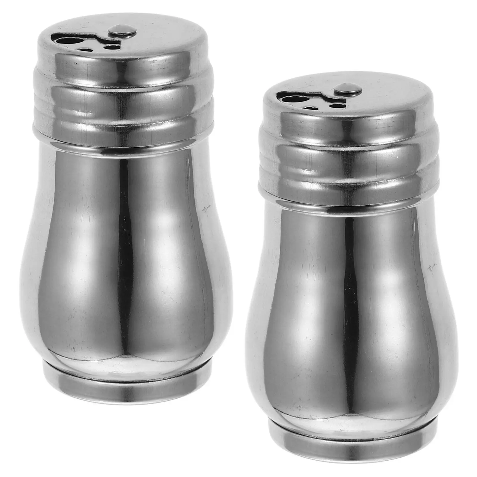 2Pcs Stainless Steel Rotating Seasoning Dispenser Set Salt Pepper Shaker Large Capacity Kitchen Cooking Spice Jar Commercial