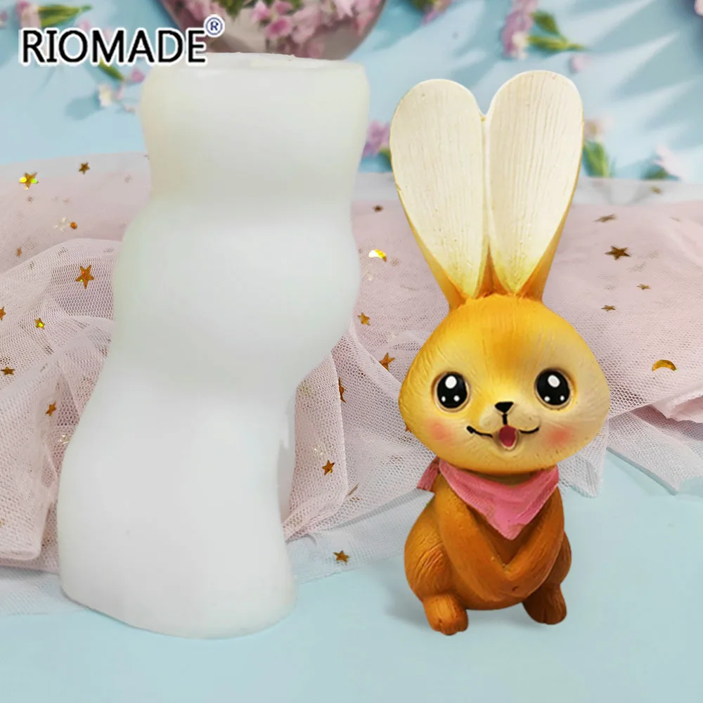 3D Cute Rabbit Silicone Mold Bunny Cake Decorating Tools Easter Animal Candle Epoxy Resin Mould DIY Crafts Plaster Cement