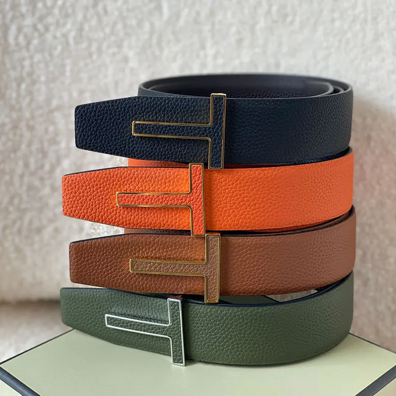 

2025 High Quality Top Level Cowhide Belt Double Sided 4CM Versatile Genuine Leather Men's Belt Formal Pants Lychee Pattern Belt