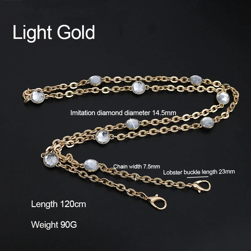 120cm Bag Chain Replacement Shoulder Messenger Bag Strap Handles for handbag Inlaid Diamond Decoration Bag Accessories