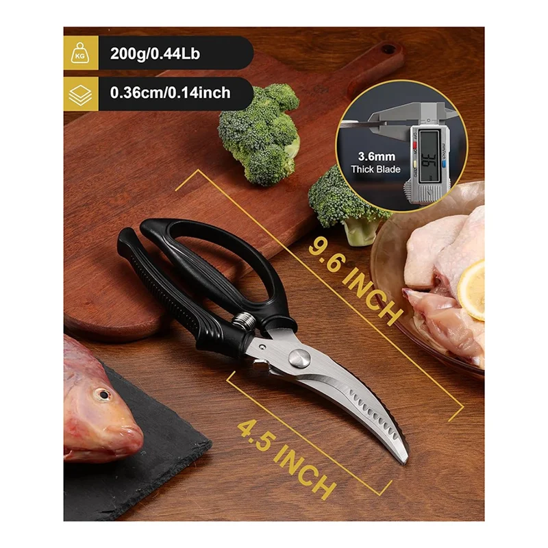 ABZV-مقصات الدواجن مقص المطبخ شديد التحمل مع مقبض زنبركي مضاد للانزلاق للدجاج والديك الرومي للحوم