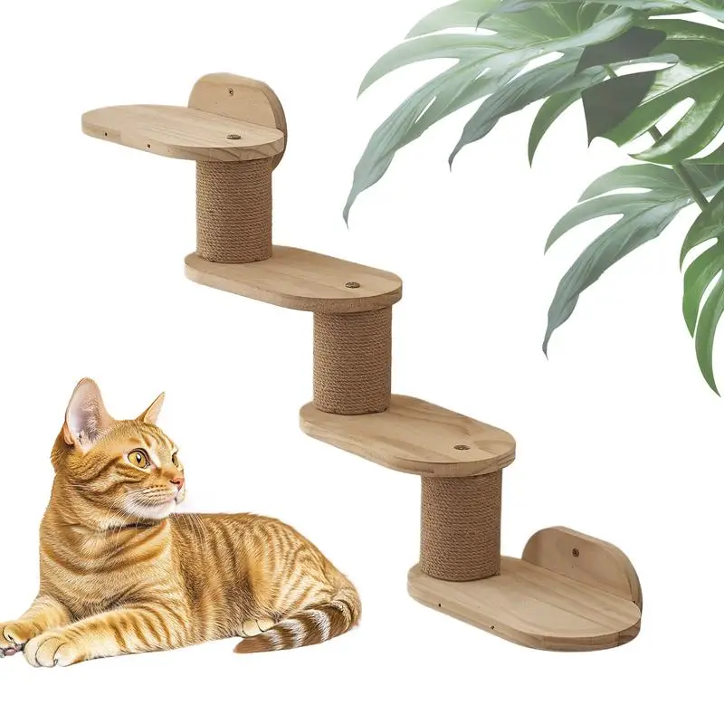 

Cat Shelves For Wall Wall Mounted Cat Furniture Wooden Floating Climber Ladder Stairs Scratcher Playground Station For Indoor