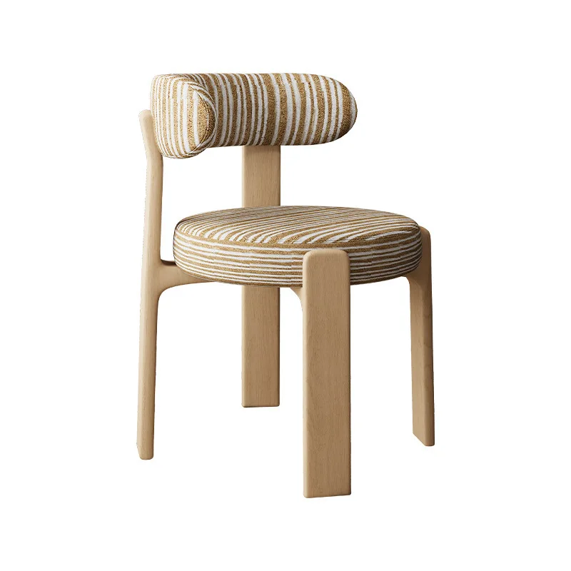 Solid Wood Dining Chair with Scratch Resistant Upholstered Back Soft Padded Seat Kitchen Living Room Accent Side Chair