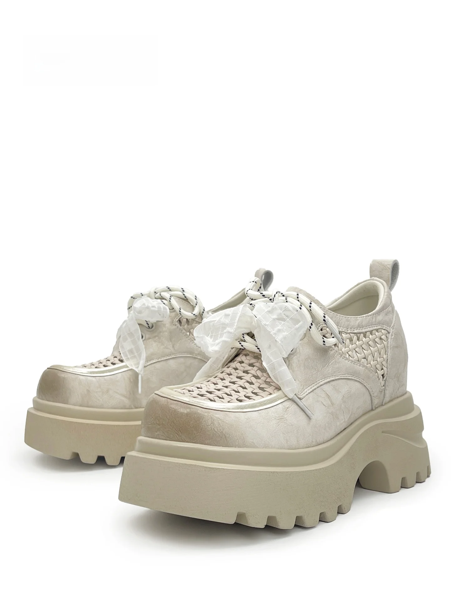 

MibVias Punk Style Thick Bottom Platform Shoes Women's Color Rubbing Heightening Cool Spicy Girl Fashion Breathable Casual Lo...