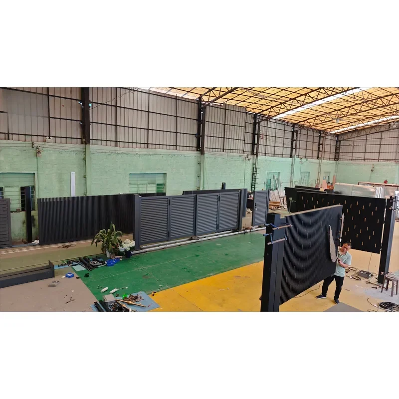 Custom Security Aluminum Bi-fold Electric Cantilever Folding Gate with 3D Modeling Eco-Friendly Powder Coated 4