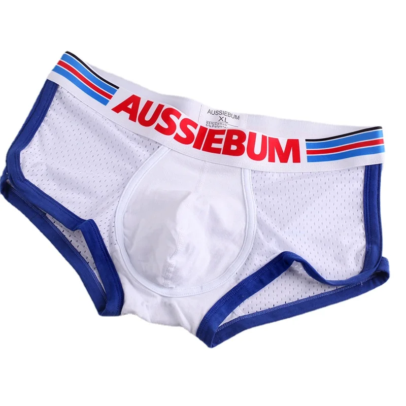 AUSSIEBUM Men\'s boxers mesh transparent U convex design jockstrap lift hip comfortable breathable underwear for men