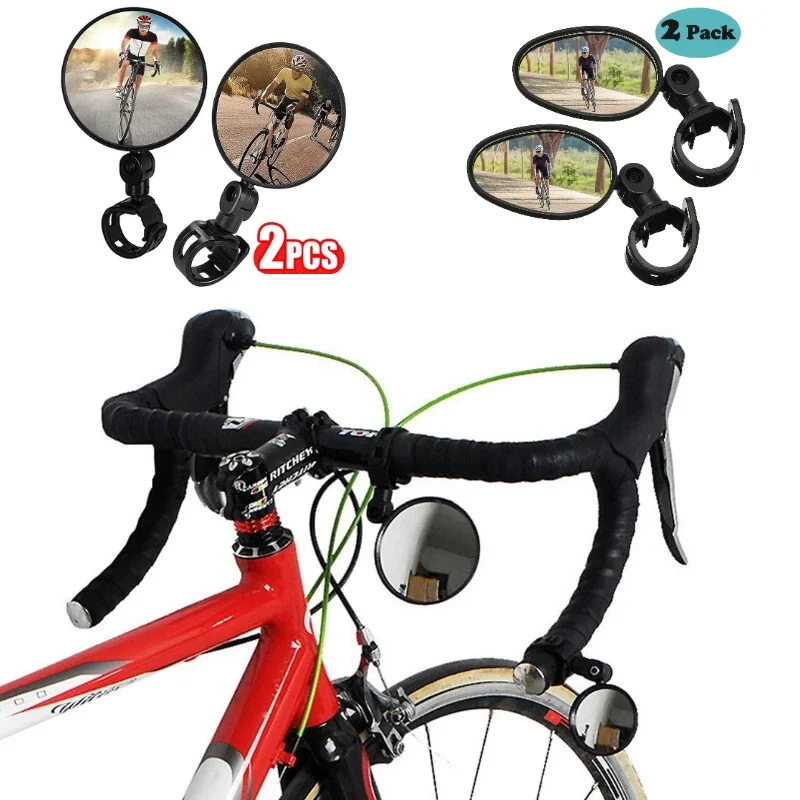 1/2PC Bike Mirror 360 Degree Adjustable Rotatable Handlebar Mirror Wide Bycicle Accessories Cycling Rear View Mirror Accesorios