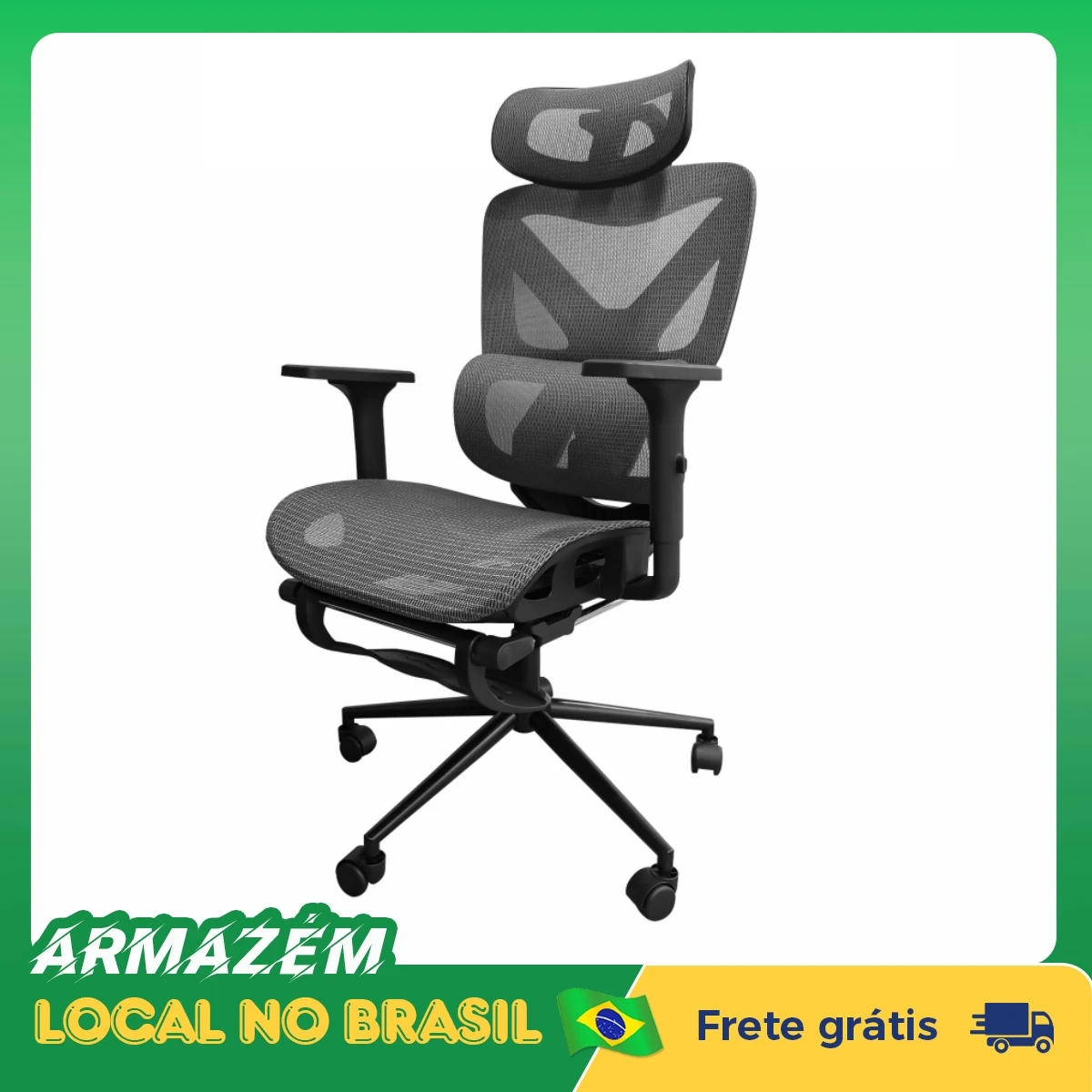 Cadeira ergonômica de escritório Python Fly Premium, tecido de malha respirável, apoios de braços 3D, altura ajustável