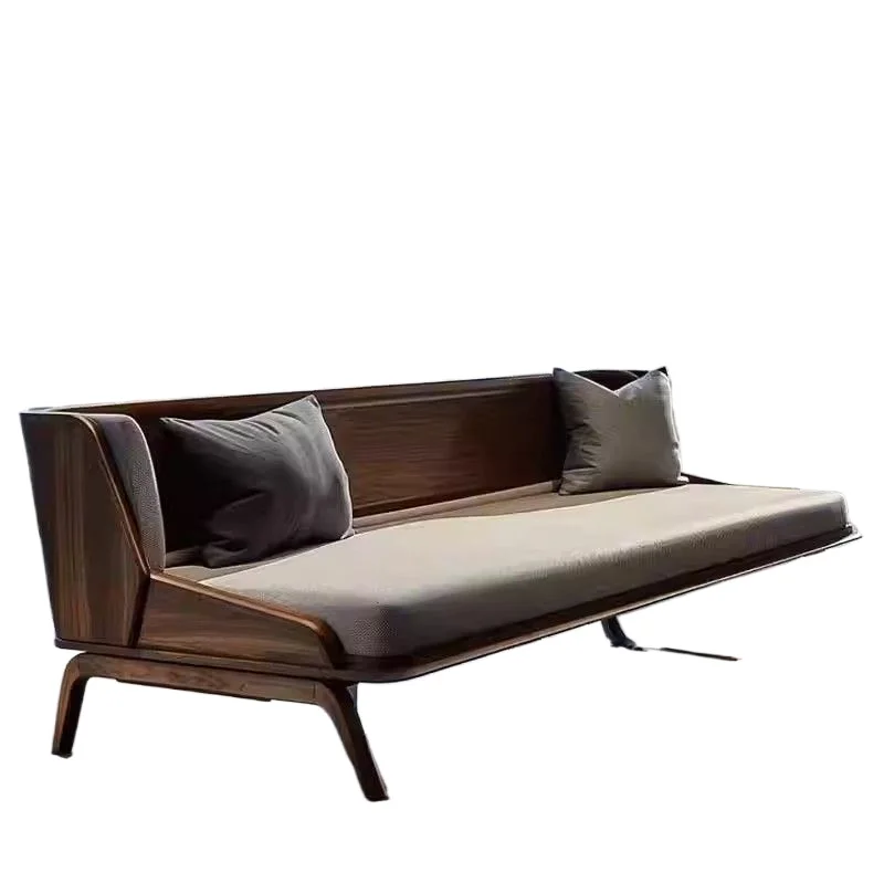

New Chinese Arhat bed black walnut villa living room modern simple solid wood chaise longue simple sofa bed furniture