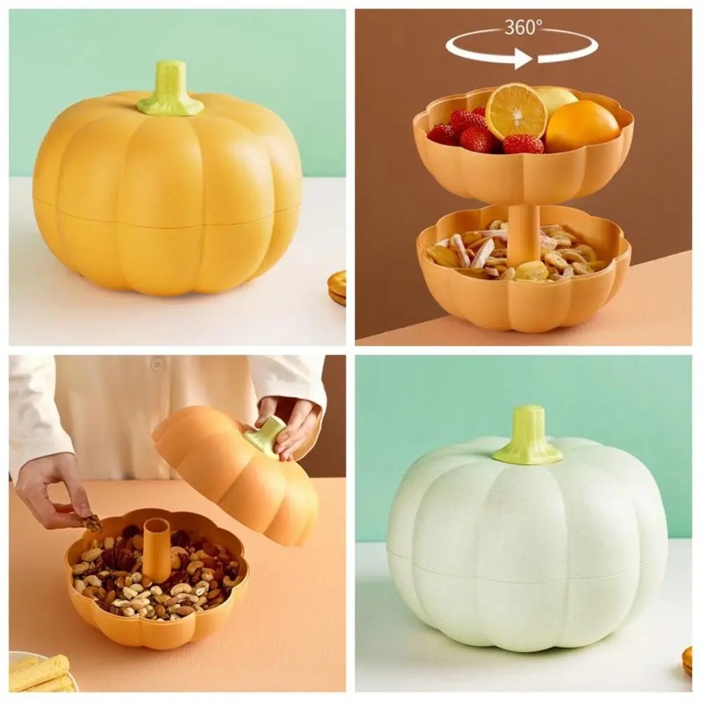 Double Layer Pumpkin Snack Holder Dustproof Fresh-keeping Serving Container Stackable Multiple Compartments