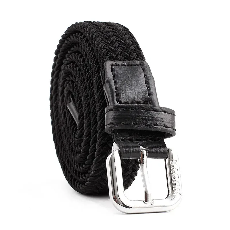 New Casual Kids Belt Woven Stretch Solid Color Men's Fashion Knit Pin Buckle Belt For Boys Girls Designer Belts Wholesale