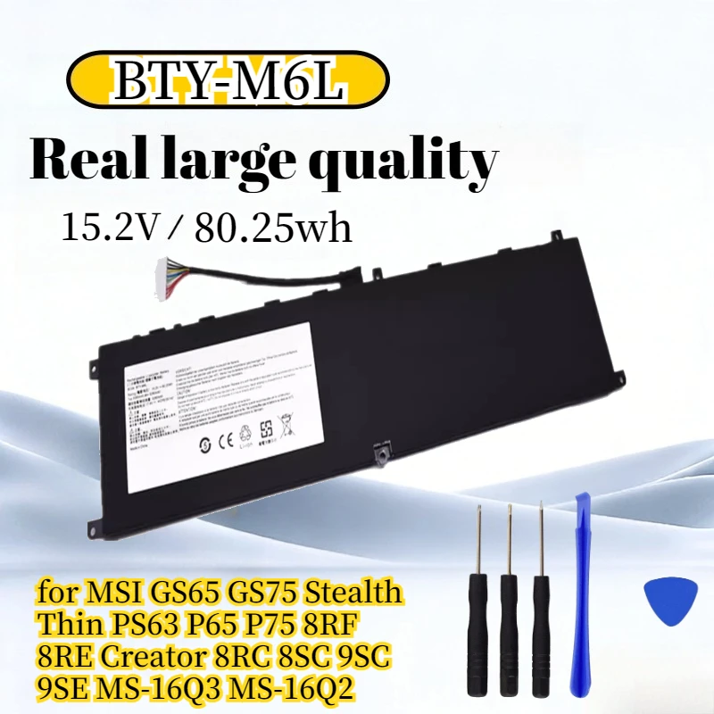 BTY-M6L Laptop Battery Replacement for MSI GS65 GS75 Stealth Thin PS63 P65 P75 8RF 8RE Creator 8RC 8SC 9SC 9SE MS-16Q3 MS-16Q2