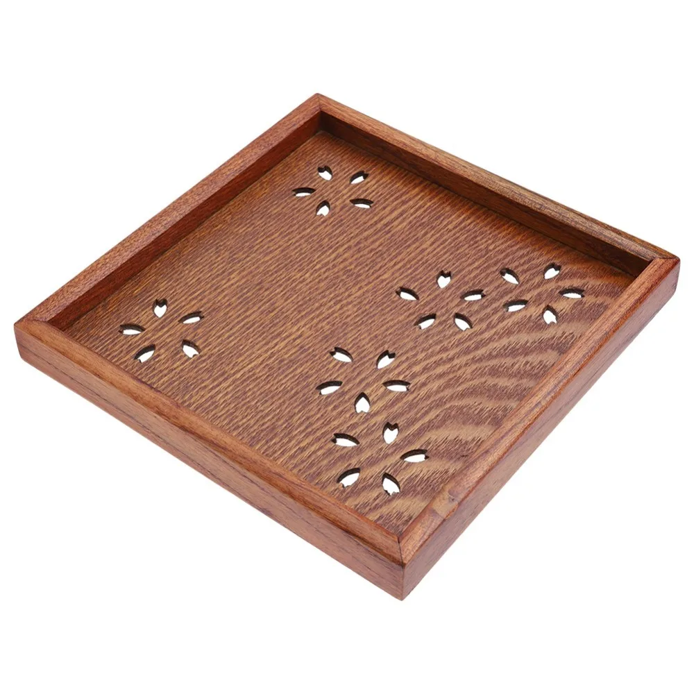 Multi Scene Usage Wood Tea Tray Smooth Polished Lightweight Serving Plate Solid Flat Base Snack Tray Daily Storage