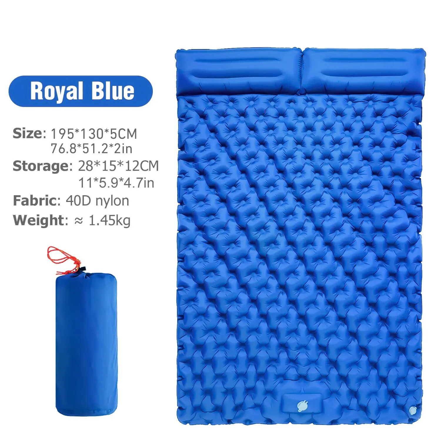 

Camping 2-Person Inflatable Sleeping Mattress Portable Waterproof Inflatable Mat Built-in Air Pump Camping Mat Hiking Equipment