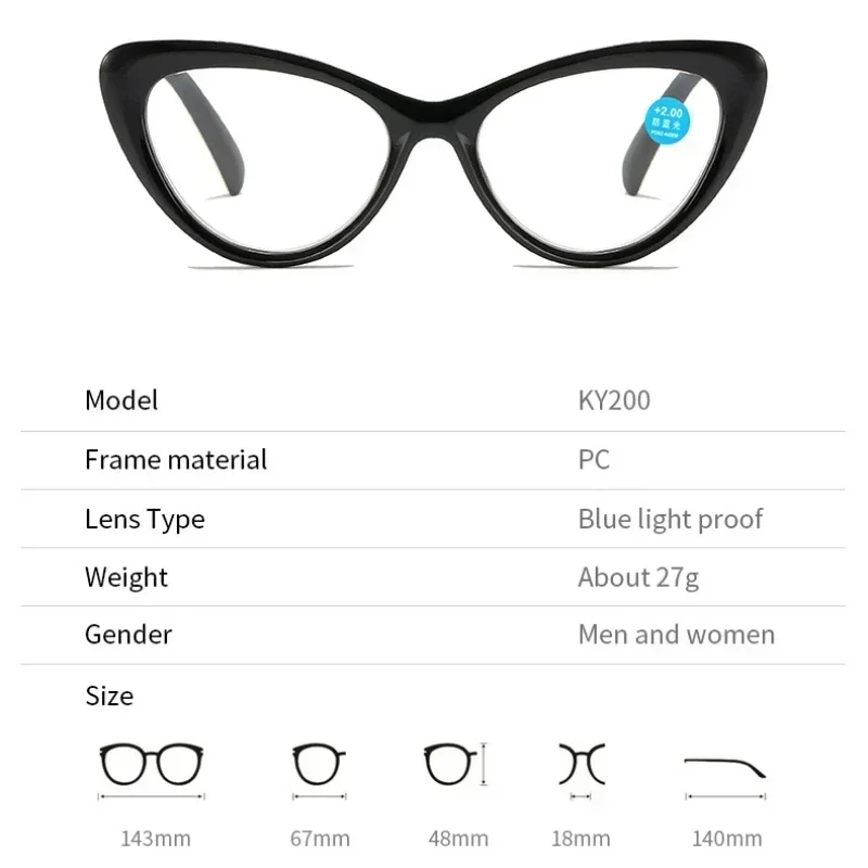 Trend High Definition Blue Light Blocking Reading Glasses Outdoor Color Changing Presbyopia Eyewear Cat Eye Far Sight Eyeglasses