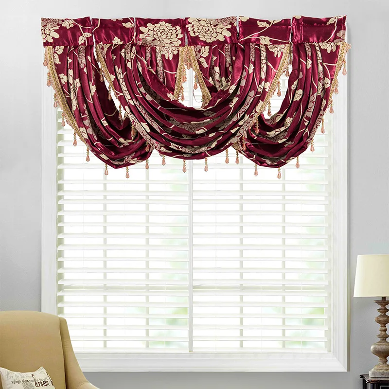 

Plain Tasseled Voile Swags, Jacquard Curtains, Valance, Home Decor, Kitchen, Livingroom, Resturant, Small Curtain