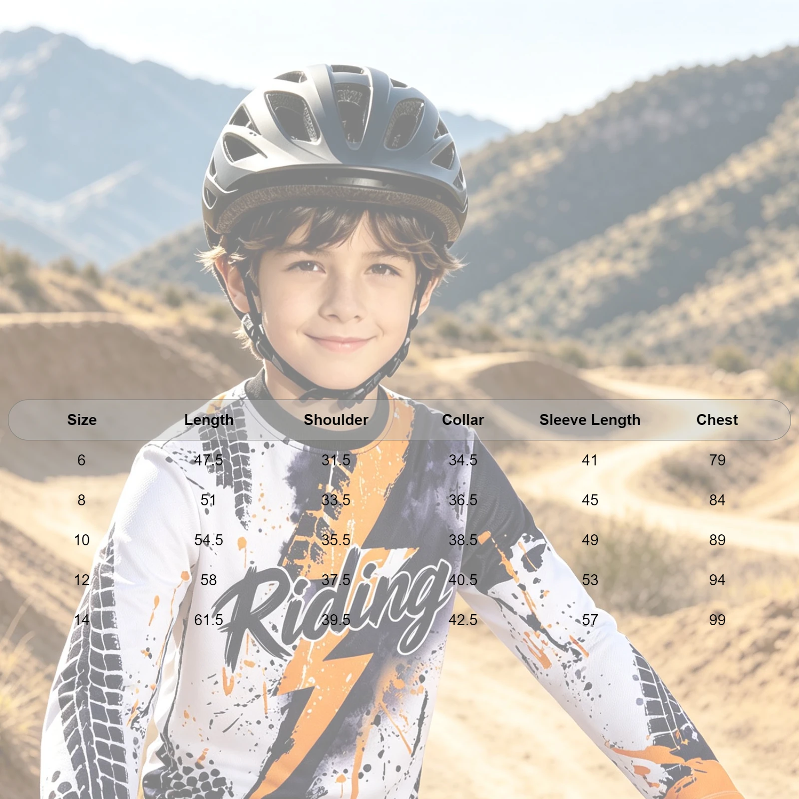 Jungen Dirt Bike Trikot Kinder Motocross Shirt Langarm Schnelltrocknend MTB Radsport-Oberteil Graffiti-Reifendruck Motocross-Trikot – Detail 1